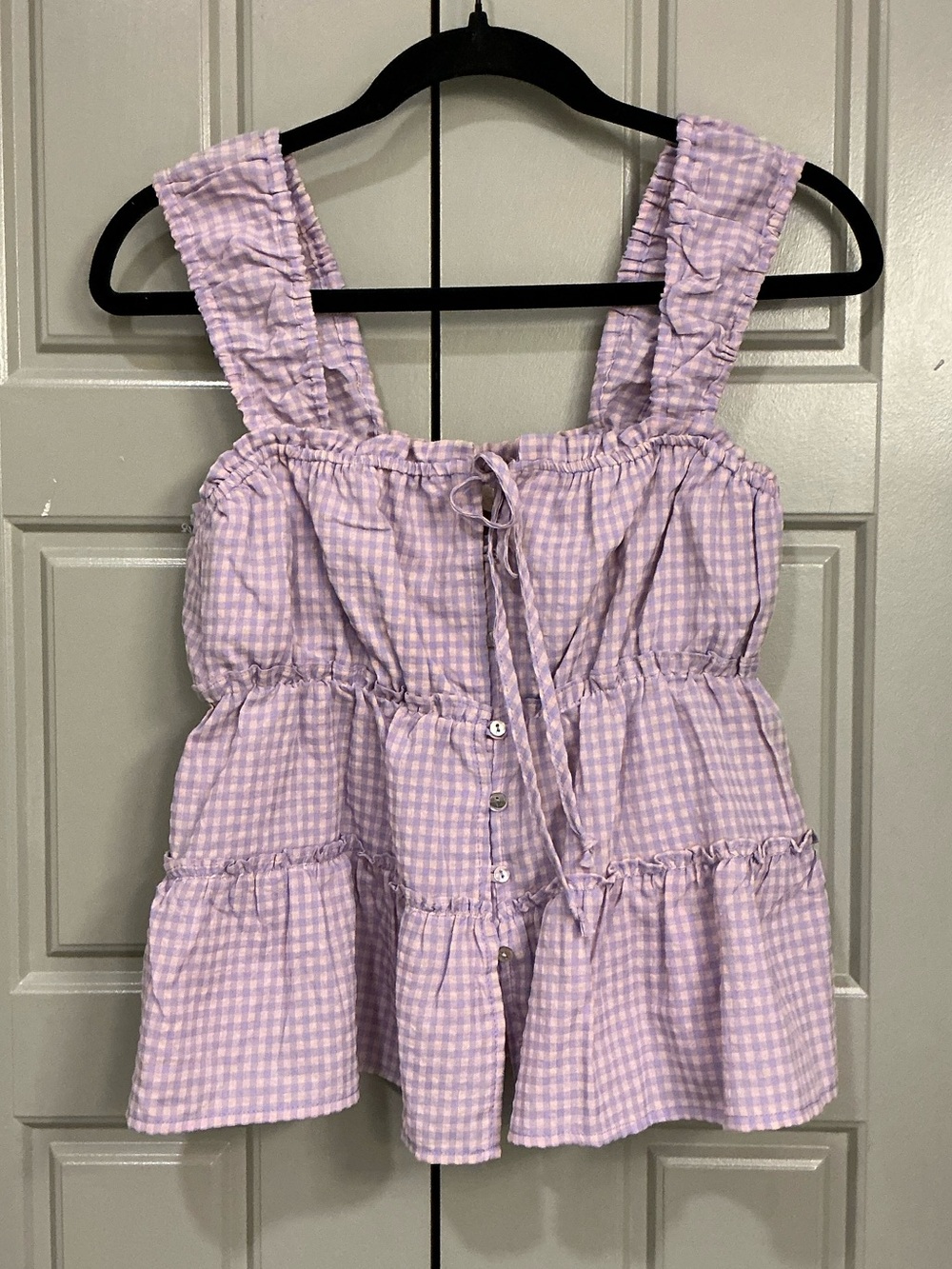 NWT Rewind Purple & Pink Tiered Ruffle Button Front Tank Top